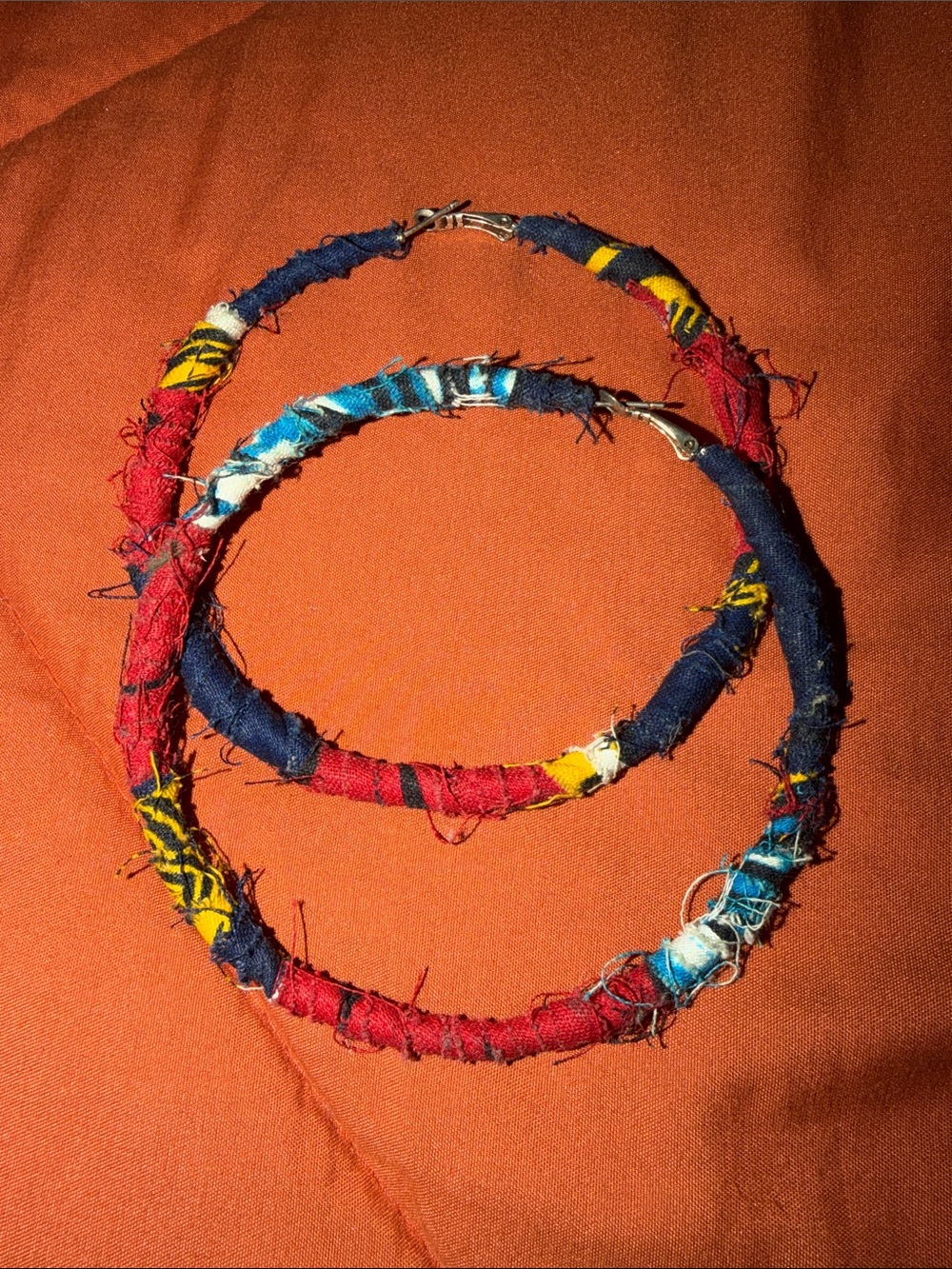 Handcrafted Multicolor Fabric Wrapped Hoop Earrings